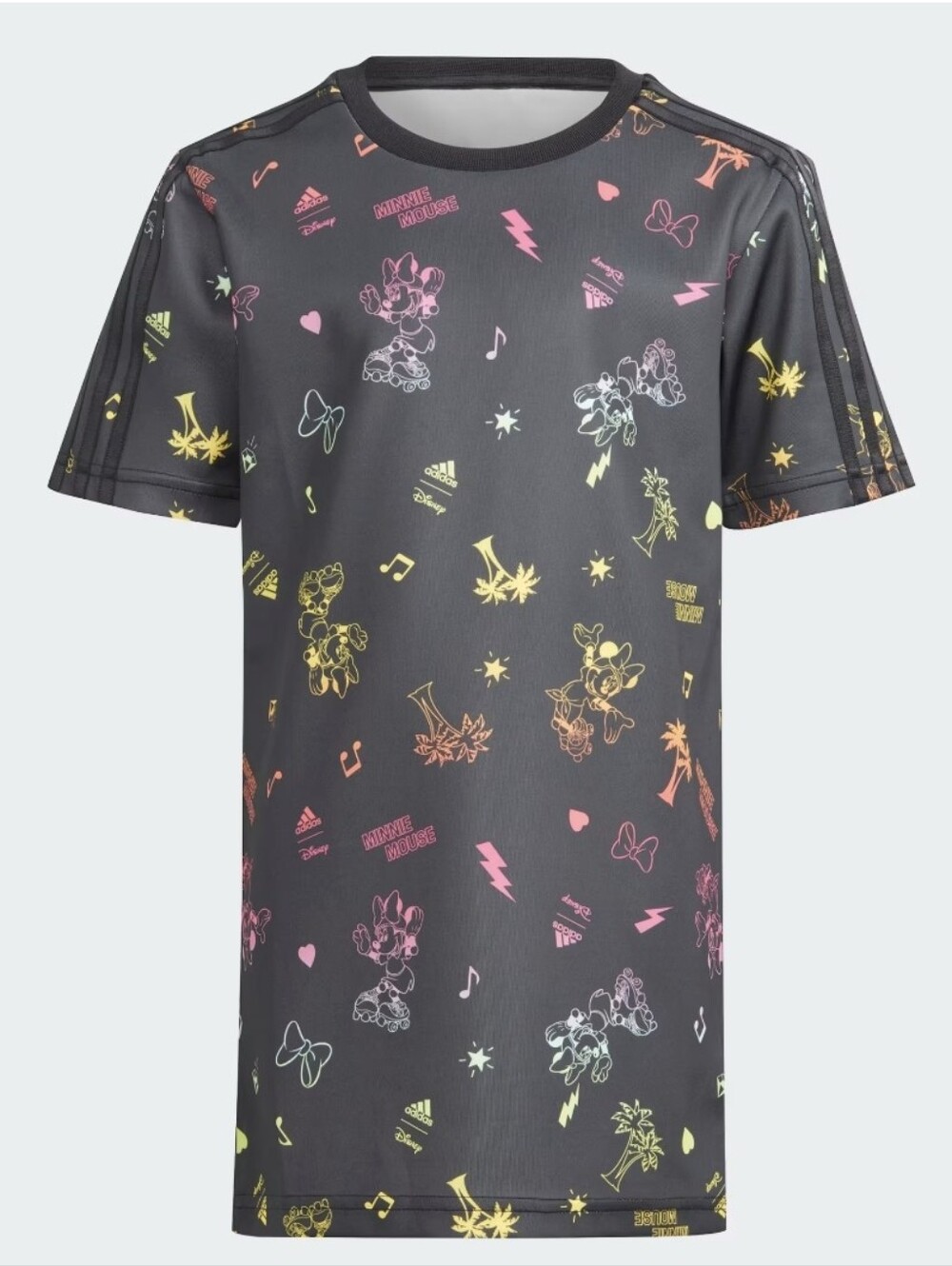 Adidas Disney Minnie Mouse Black Graphic Dress with Neon Print sz XS